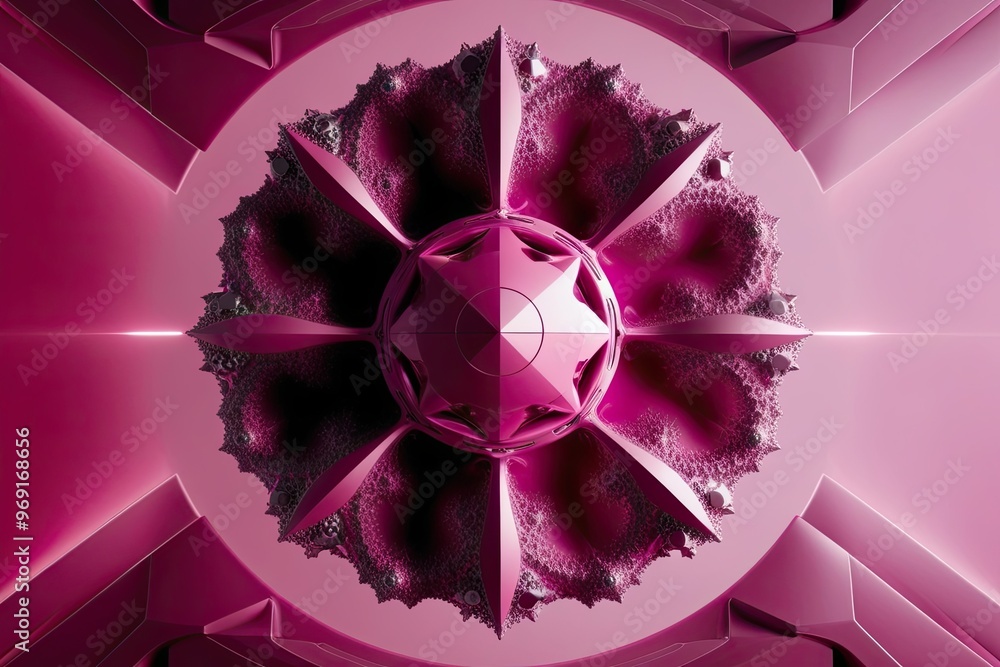 Poster striking magenta tech wallpaper with fractal geometries and 3d rendering for futuristic interfaces