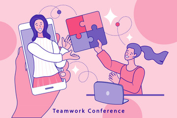 Using Laptop Apps for Online Banking and Growing Business. Successful business people are happy.