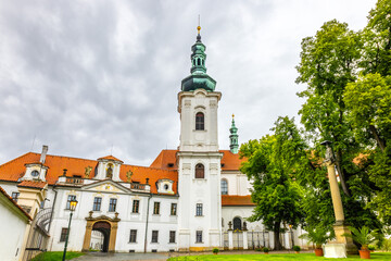 Facade of Strahov Monastery, a Premonstratensian abbey located in Strahov, Prague, Czech Republic