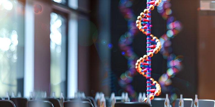 DNA Double Helix Structure, Genetic Code Spiral, Molecular Blueprint of Life
