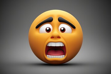 Fototapeta premium 3D Panic Face Emoticon Conveying Fear and Distress