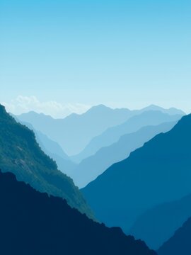 Serene mountain range under a clear blue sky.