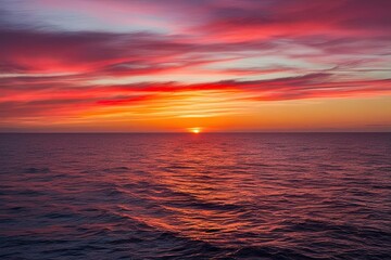 Fototapeta premium Breathtaking Ocean Sunset with Vibrant Colors and Serene Horizon View