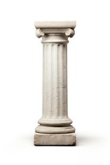 Obraz premium A small architectural antique stone pillar column with pedestal architecture white background colonnade.