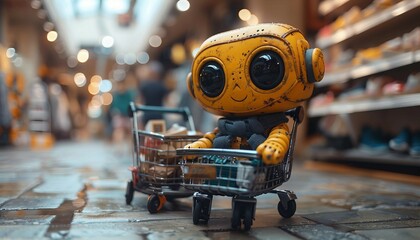 Fototapeta premium 3D Chatbot Assistant for E-Commerce Platforms, 3D chatbot assistant integrated into an e-commerce platform.