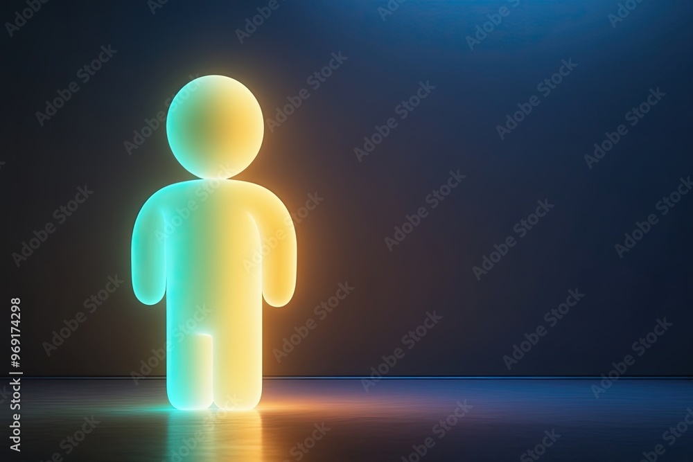 Poster 3d illustration of glowing gradient shape with subtle background