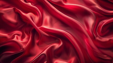 Obraz premium glossy red satin fabric background with smooth and soft texture perfect for illustrating luxury material and glamour in fashion and textile design