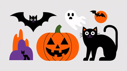 set of halloween pumpkins