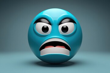 Three Dimensional 3D Rendering of Confused Bewildered Emoticon Face