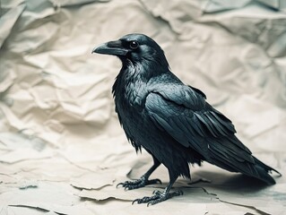 Obraz premium raven isolated on paper background
