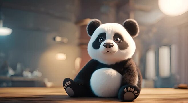 panda bear with a bamboo