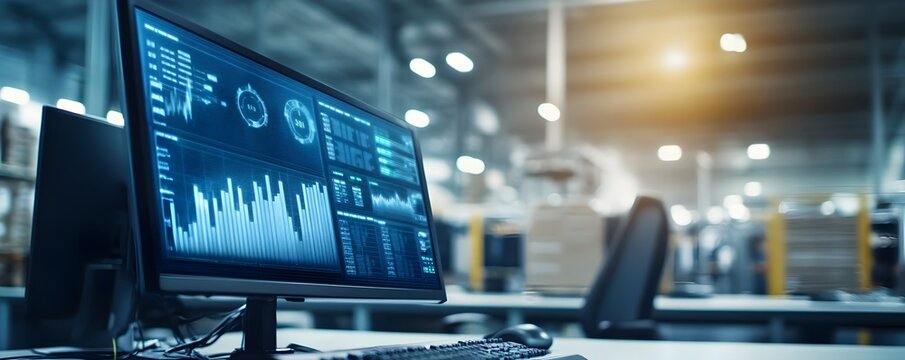 Real time Control Metrics Displayed on Large Screen in Warehouse Control Room - Powered by Adobe