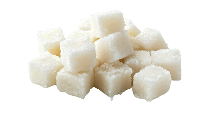 White sugar cubes on transparent background