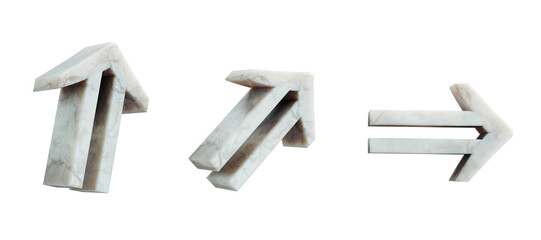 Set of solid marble arrows icon isolated on transparent white background