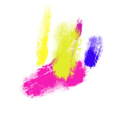 Vibrant yellow, magenta, purple brushstroke stains