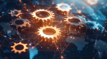 Obraz premium Global Interconnectedness: Gears and Network