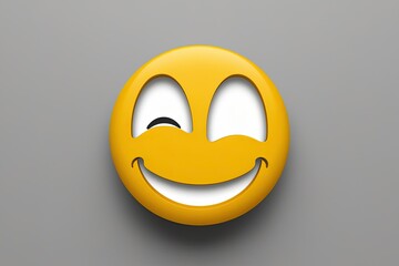 Fototapeta premium Playful 3D Winking Yellow Emoji Face Icon