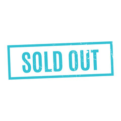 Bright blue sold out stamp isolated on a white background, symbolizing product unavailability for customers