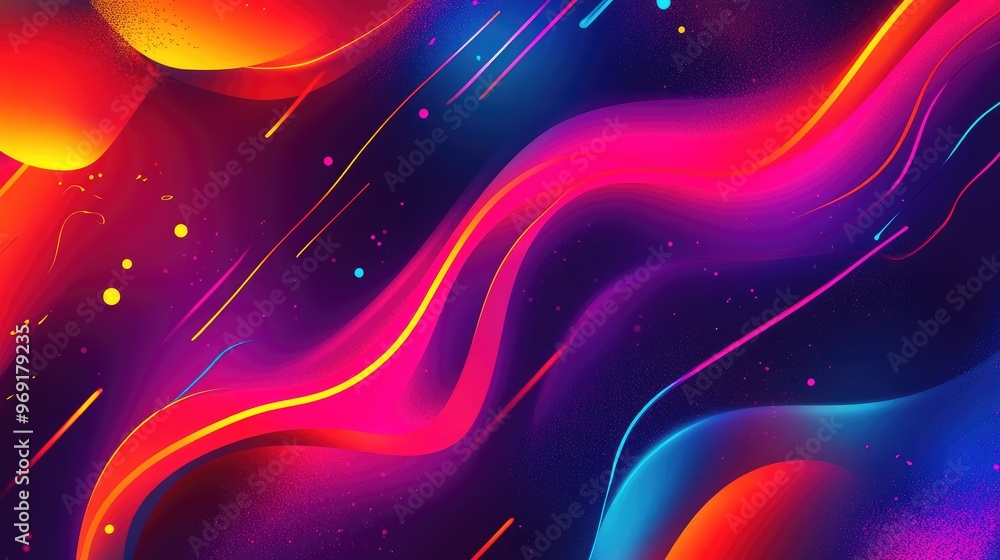 Aufkleber a vibrant, abstract background with splashes of neon colors and irregular shapes, adding a modern an