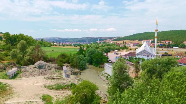 a large white building with.