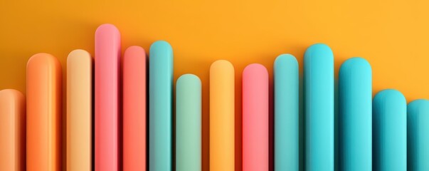 Digital equalizer bars in soft pastels, soothing electronic melody, 3D illustration