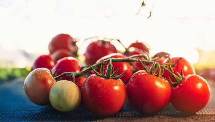 Freshly picked juicy tomatoes.