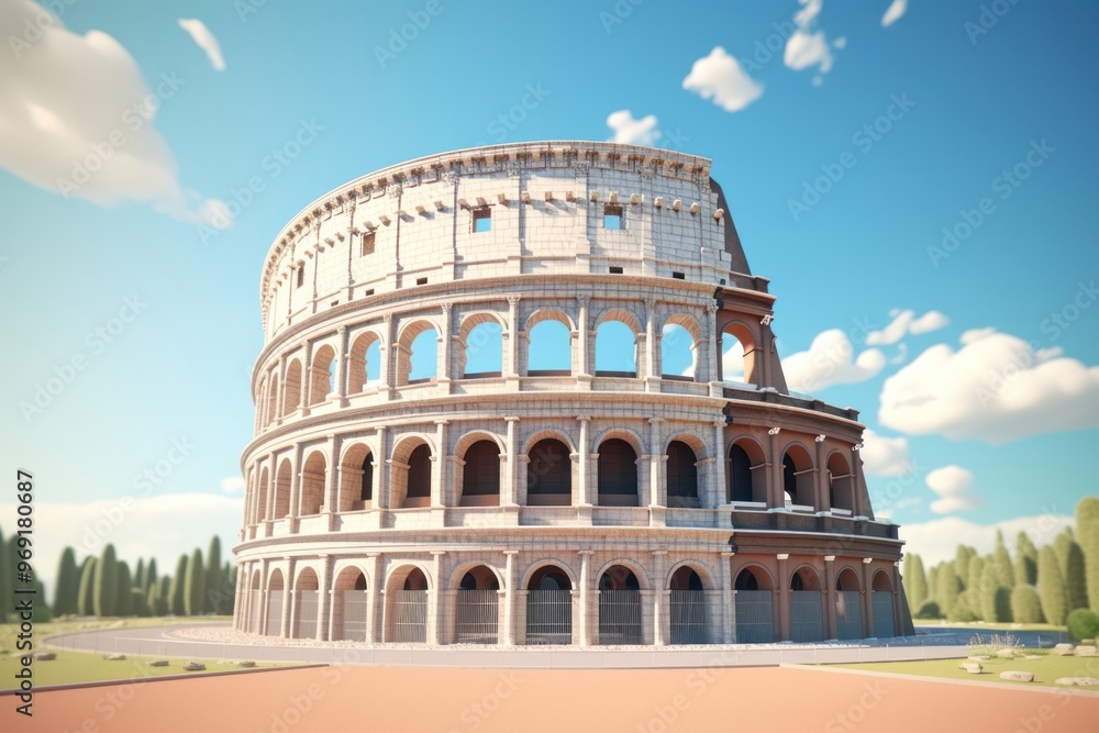 Poster architecture colosseum building landmark. ai generated image by rawpixel.