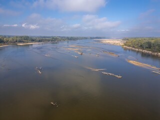 Drying out of the river bed during the summer drought, climate changes causing depletion of surface...