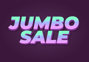 Jumbo sale. Text effect in modern colors with 3D style