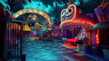 Spooky Carnival at Night