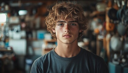Obraz premium portrait of caucasian handsome teenager, closeup
