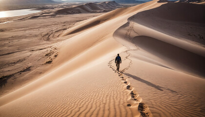 Sand Dunes Unknowns in Cloudy Summer: The Explorer's Excursion Immersed in Landslide