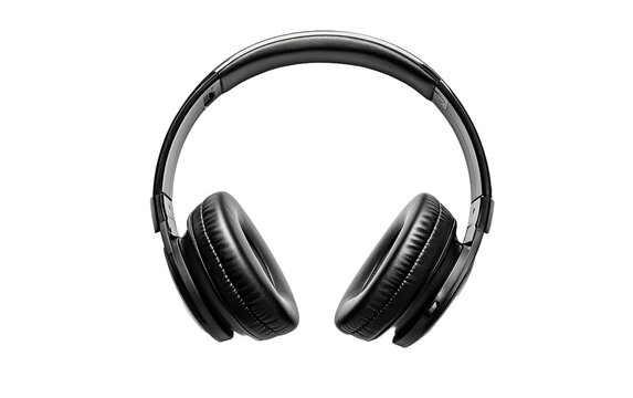 recommend clip art: A sleek black headset on white background,png