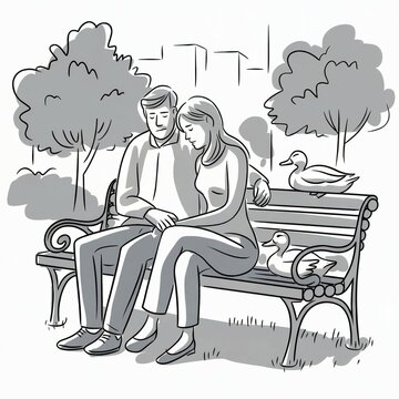 Couple Sharing a Quiet Conversation on a Park Bench