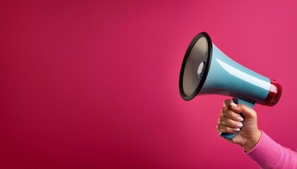 Person using a megaphone for loud announcements.