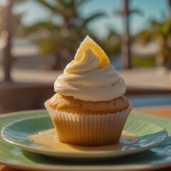 Baked decorated cupcake delicious cup cake sweet food dessert muffin birthday snack celebration icing frosting chocolate bakery cream homemade white candy sprinkle background horizontal photography