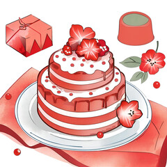 cake with cherries