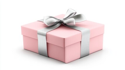 Obraz premium Pink wrapped present with bow isolated background