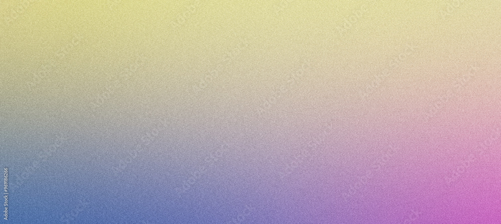 Poster smooth gradient transition from yellow to blue to purple on abstract grainy background