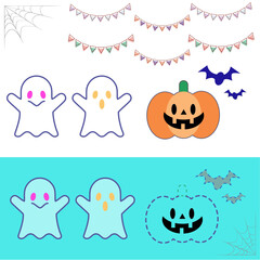 ポップなハロウィンのアイコンセット