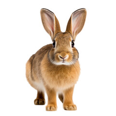 Obraz premium Fluffy Brown Rabbit On Isolated Background. Cute Brown Rabbit Standing