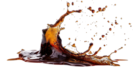 Soy sauce splash on transparent background