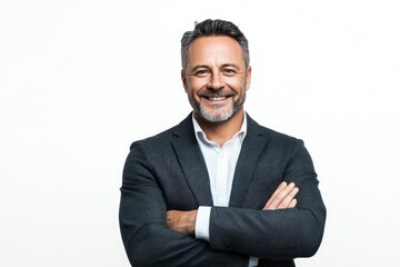 Business portrait of confident businessman. Entrepreneur in jacket smiling, Happy mid adult, mature age man standing, smiling,with generative ai