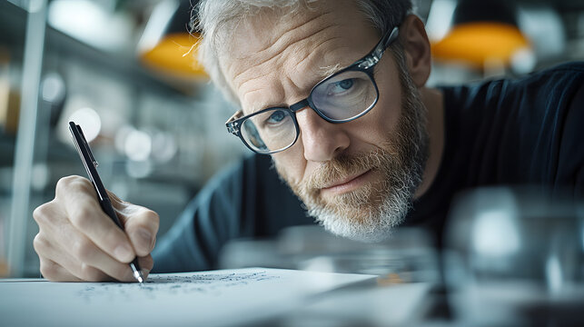 Theoretical physicist writing equations to decode dark matter
