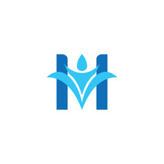 letter h water fountain simple colorful logo vector