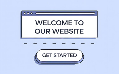 Website Welcome Page with Get Started Button Illustration