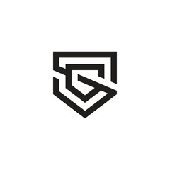 letter sg shield emblem lines simple geometric logo vector