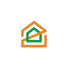 letter z home colorful house linear logo vector