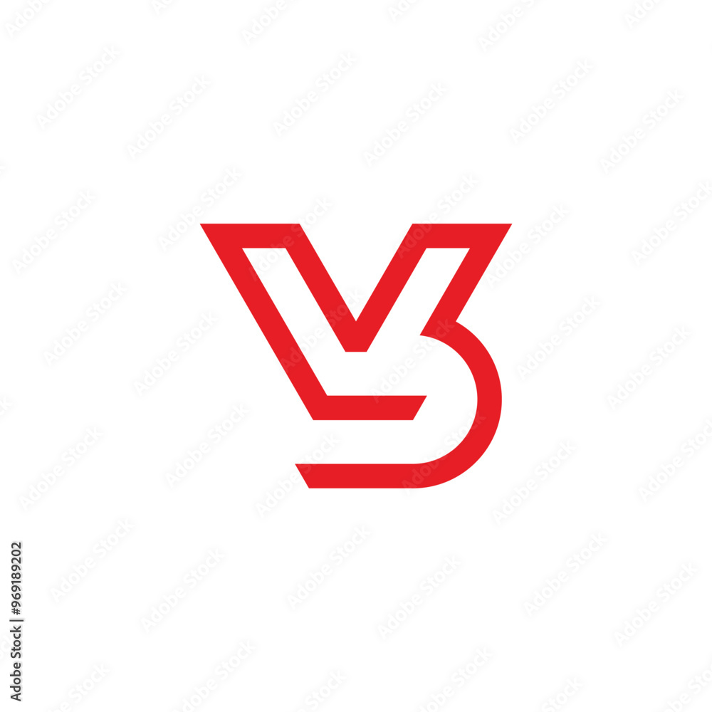 Canvas Prints letter vb red line simple geometric logo vector