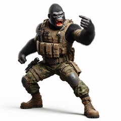 Fototapeta premium Animals in military clothes on a white background